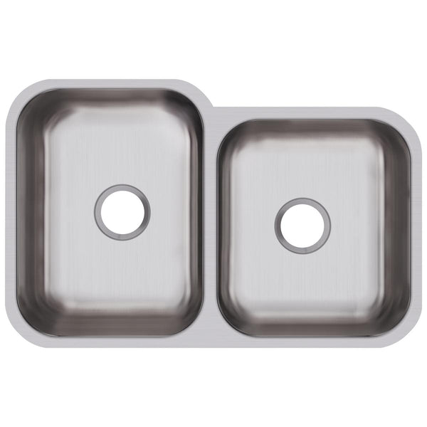 Elkay Dayton 32" Stainless Steel Kitchen Sink, 50/50 Double Bowl, Soft Satin, DCFU312010R