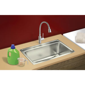 Alternate Image for Elkay Lustertone 25" Stainless Steel Kitchen Sink, 18 Gauge, Lustrous Satin, 1 Faucet Hole, DLR2522101