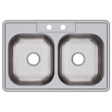 Elkay Dayton 33" Stainless Steel Kitchen Sink, 50/50 Double Bowl, Satin, DD233222