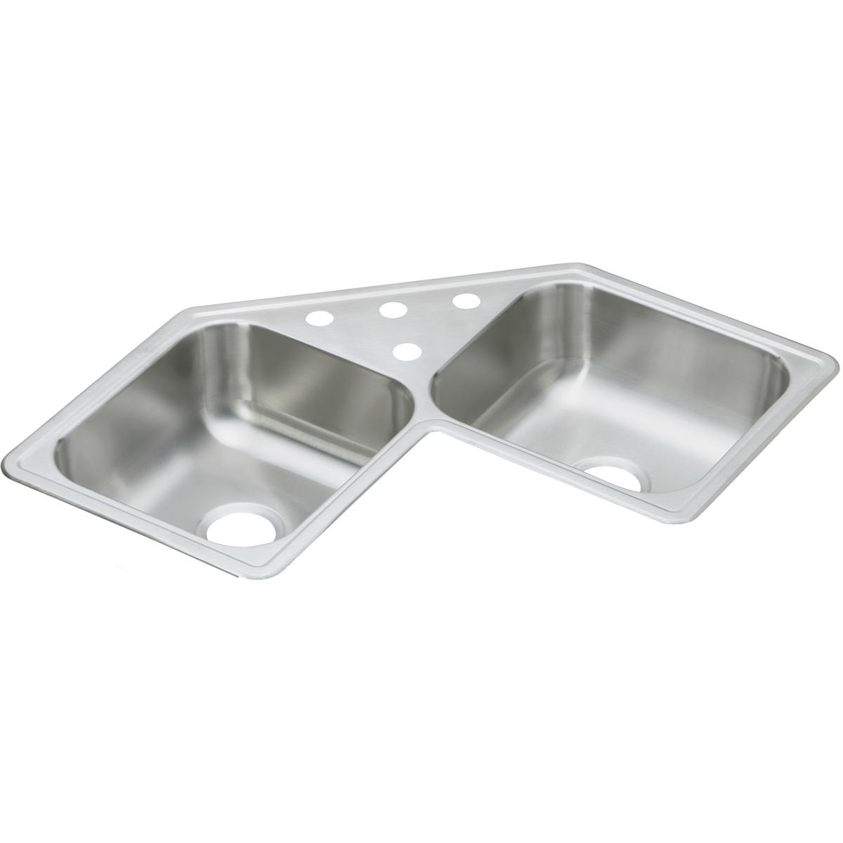 Elkay Dayton 32" Stainless Steel Kitchen Sink, 45/55 Double Bowl, Elite Satin, DE217323, 3-Hole - The Sink Boutique