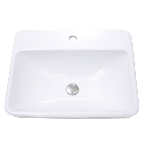 Nantucket Sinks Brant Point 23" Ceramic Bathroom Sink, White, DI-2317-R1