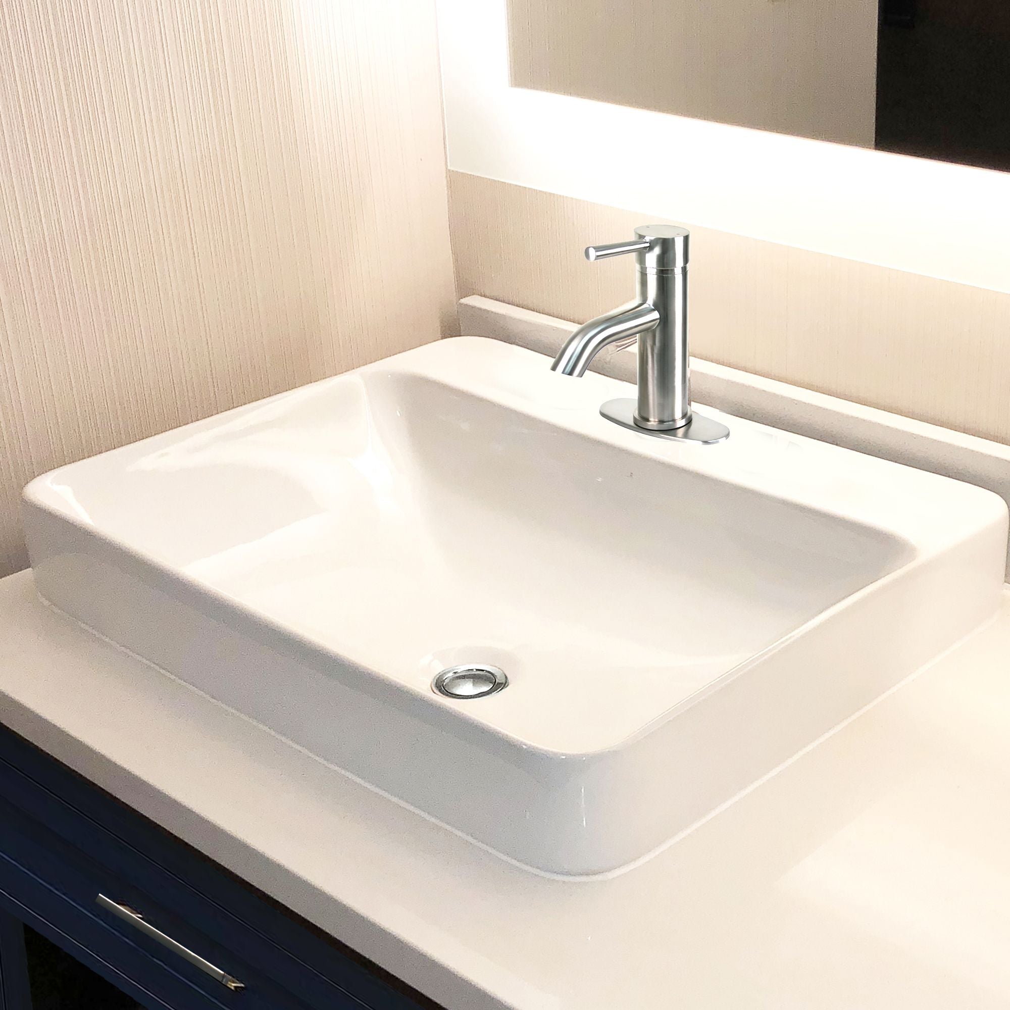 Nantucket Sinks Brant Point 23" Ceramic Bathroom Sink, White, DI-2317-R1
