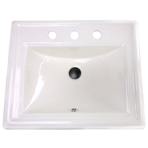 Nantucket Sinks Great Point 23" x 18.25" x 8.75" Rectangular Drop In/Topmount Ceramic - Vitreous China Bathroom Sink, Bisque, DI-2418-R8-Bisque