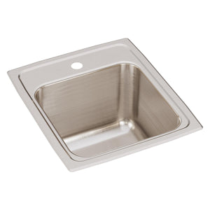 Alternate Image for Elkay Lustertone 15" Stainless Steel Kitchen Sink, 18 Gauge, Lustrous Satin, 1 Faucet Hole, DLR1517101