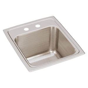 Alternate Image for Elkay Lustertone 15" Stainless Steel Kitchen Sink, 18 Gauge, Lustrous Satin, 2 Faucet Hole, DLR1517102