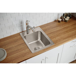 Alternate Image for Elkay Lustertone 17" Stainless Steel Kitchen Sink, 18 Gauge, Lustrous Satin, 2 Faucet Hole, DLR1722102