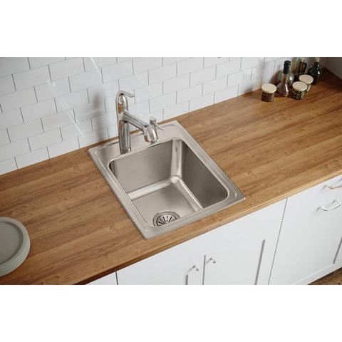 Elkay Lustertone 17" Stainless Steel Kitchen Sink, Lustrous Satin, DLR1722102