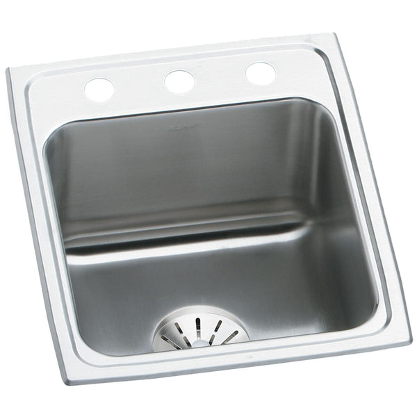 Elkay Lustertone 17" Stainless Steel Kitchen Sink, Lustrous Satin, DLR172210PD3