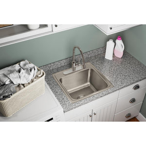 Alternate Image for Elkay Lustertone 20" Stainless Steel Laundry Sink, Lustrous Satin, 3 Faucet Hole, DLR1919103