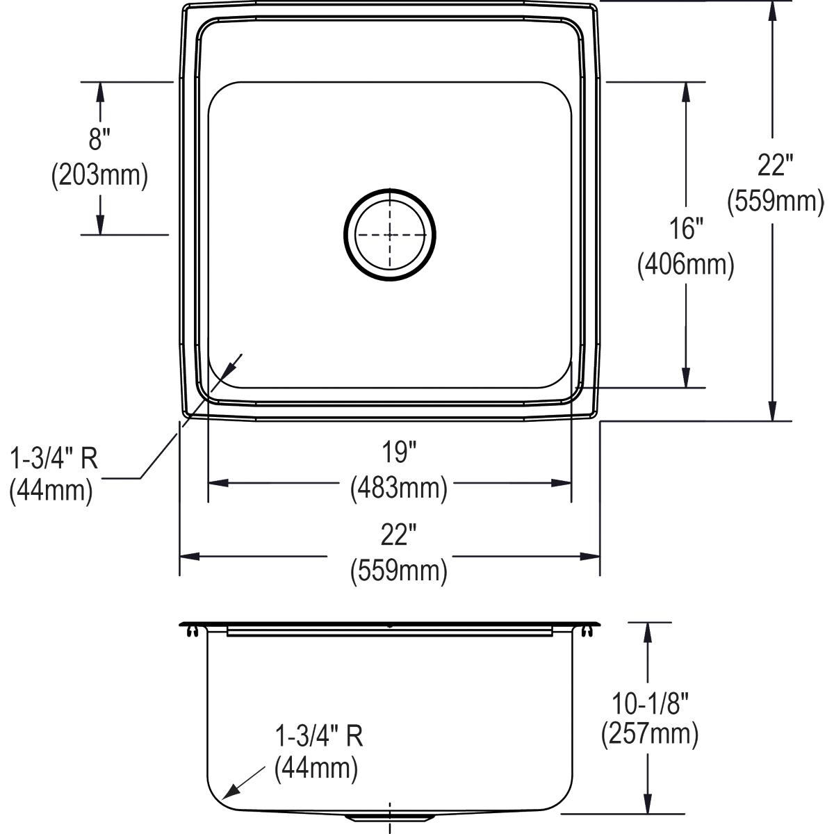 Elkay Lustertone 22" Stainless Steel Kitchen Sink, Lustrous Satin, DLR2222103 - The Sink Boutique