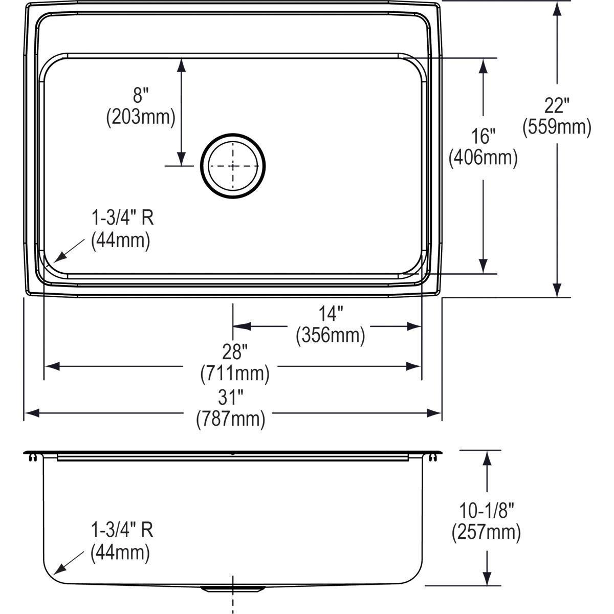 Elkay Lustertone 31" Stainless Steel Kitchen Sink, Lustrous Satin, DLR3122102 - The Sink Boutique