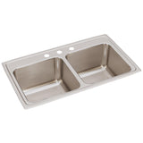 Elkay Lustertone 33" Stainless Steel Kitchen Sink, 50/50 Double Bowl, Lustrous Satin, DLR3319103