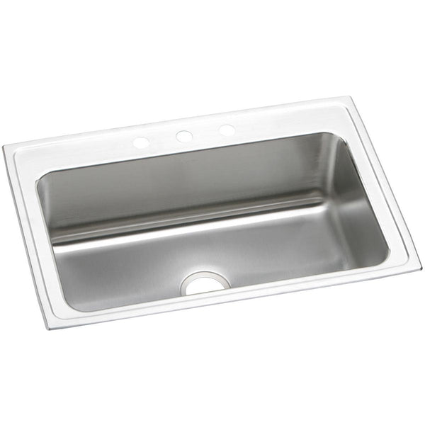 Elkay Lustertone 33" Stainless Steel Kitchen Sink, Lustrous Satin, DLRS3322103