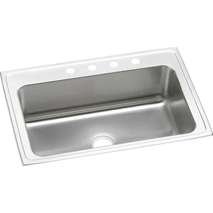 Alternate Image for Elkay Lustertone 33" Stainless Steel Kitchen Sink, 18 Gauge, Lustrous Satin, 4 Faucet Hole, DLRS3322104