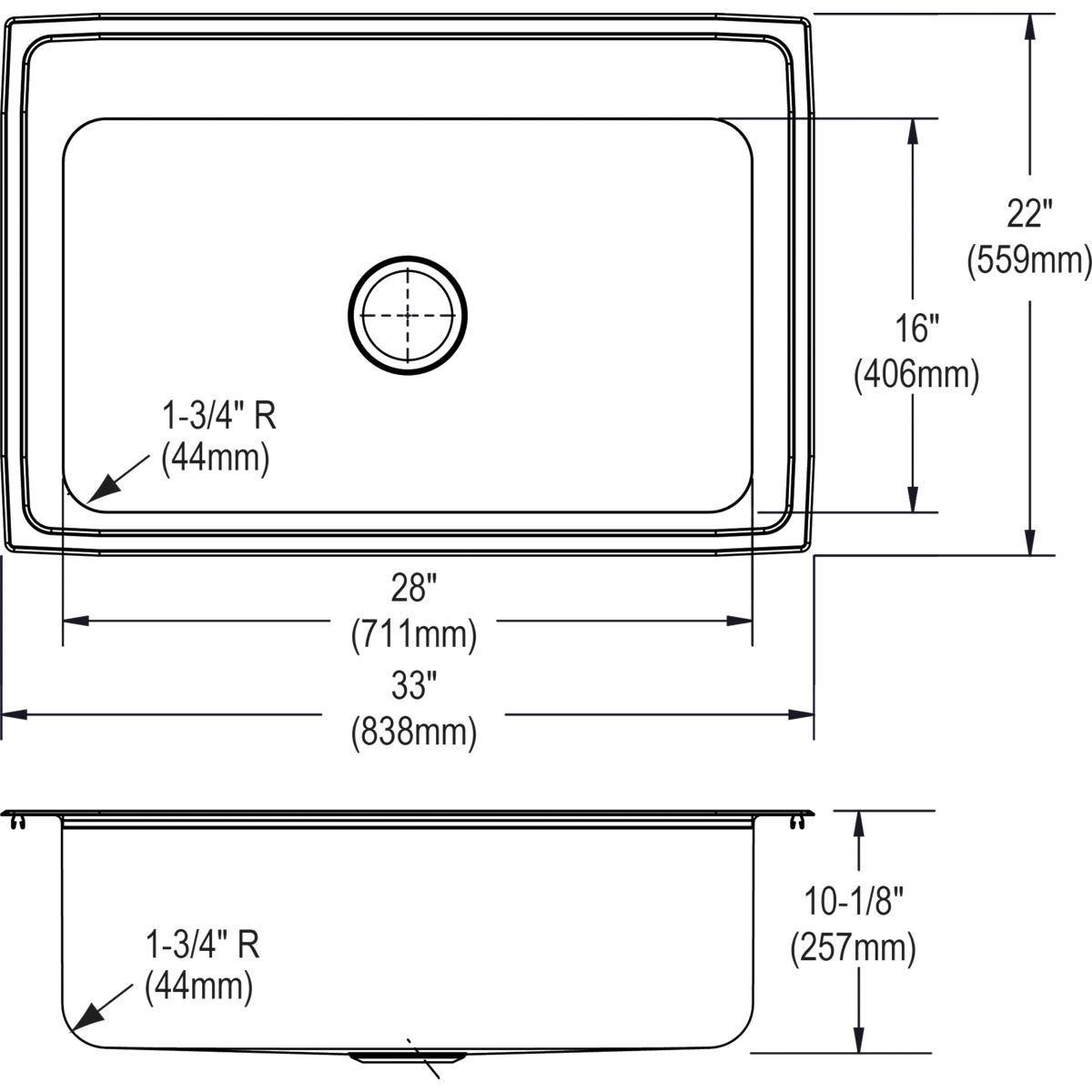 Elkay Lustertone 33" Stainless Steel Kitchen Sink, Lustrous Satin, DLRS3322104 - The Sink Boutique