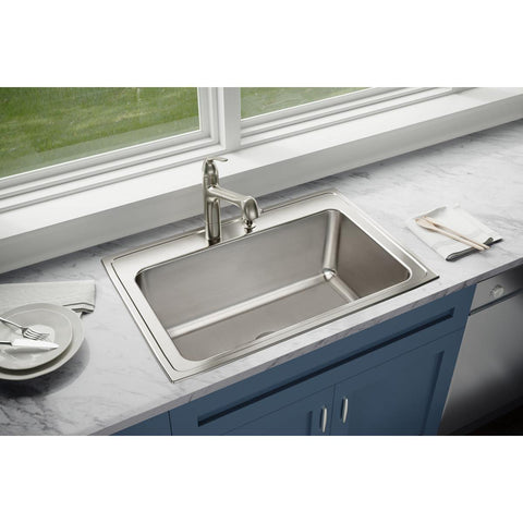 Elkay Lustertone 33" Stainless Steel Kitchen Sink, Lustrous Satin, DLRS3322121