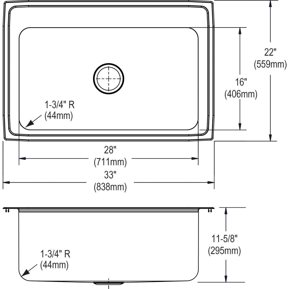 Elkay Lustertone 33" Stainless Steel Kitchen Sink, Lustrous Satin, DLRS3322123 - The Sink Boutique