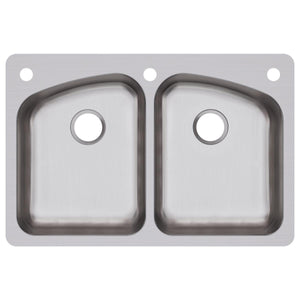 Alternate Image for Elkay Dayton 33" Stainless Steel Kitchen Sink, 50/50 Double Bowl, 18 Gauge, Premium Highlighted Satin, 3 Faucet Hole, DPXSR233223