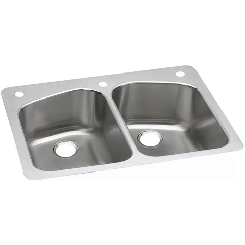 Elkay Dayton 33" Stainless Steel Kitchen Sink, 50/50 Double Bowl, Premium Highlighted Satin, DPXSR233222R