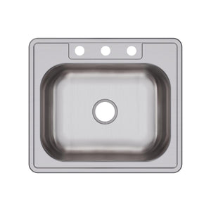 Alternate Image for Elkay Dayton 25" Stainless Steel Kitchen Sink, 20 Gauge, Elite Satin, 3 Faucet Hole, DSE125223