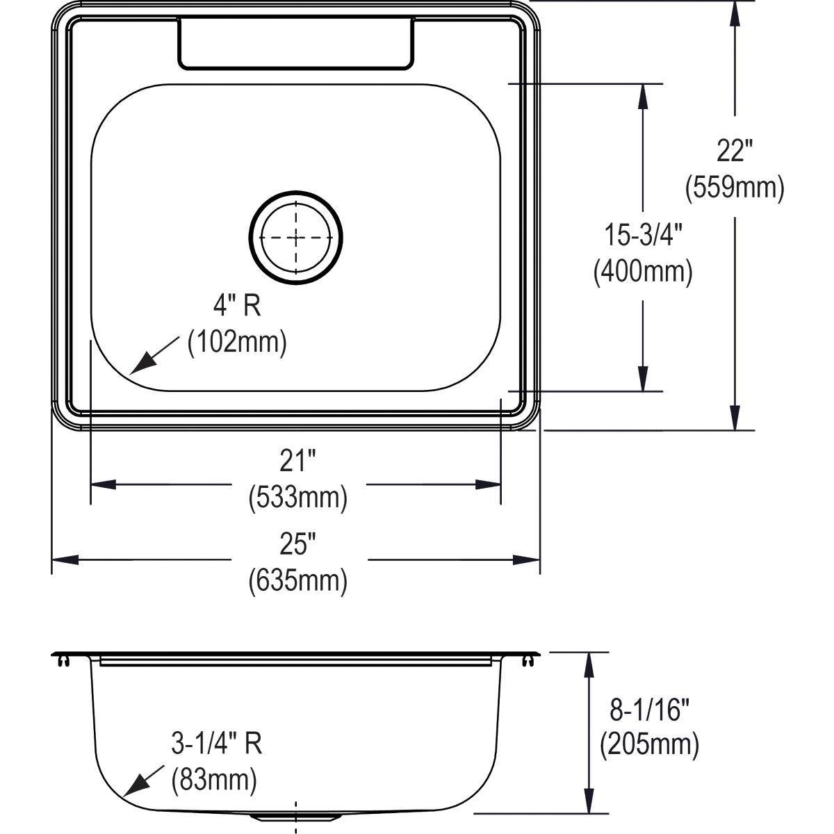 Elkay Dayton 25" Stainless Steel Kitchen Sink, Elite Satin, DSE125222 - The Sink Boutique