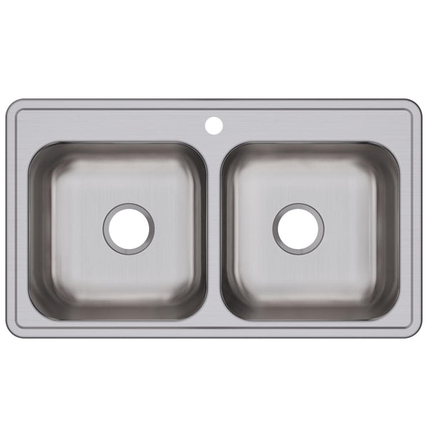 Elkay Dayton 33" Stainless Steel Kitchen Sink, 50/50 Double Bowl, Elite Satin, DSE233191