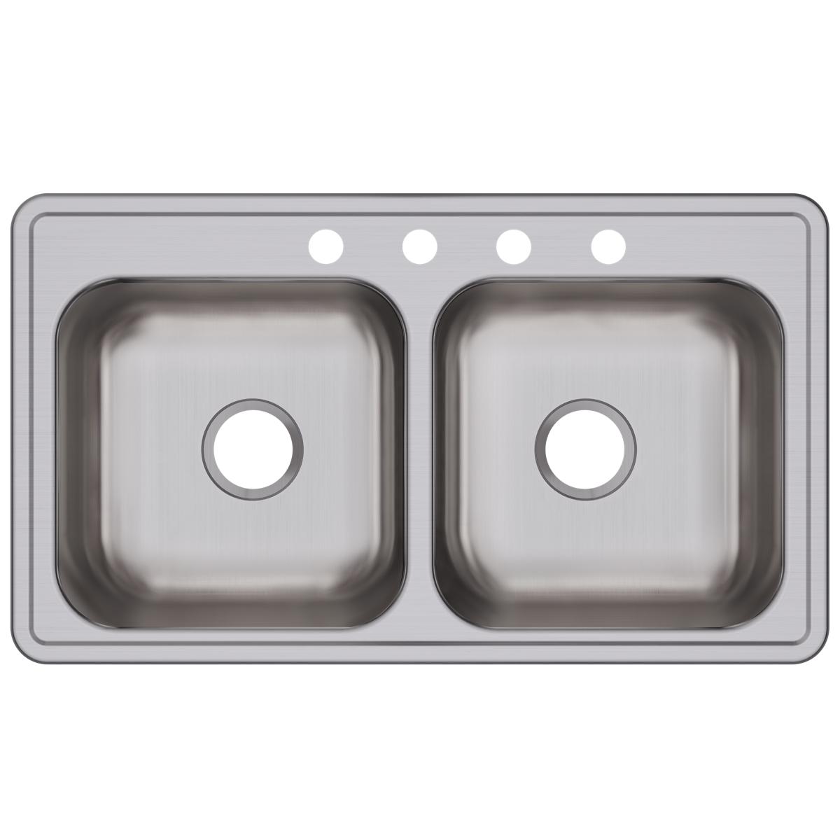 Elkay Dayton 33" Stainless Steel Kitchen Sink, 50/50 Double Bowl, Elite Satin, DSE233194