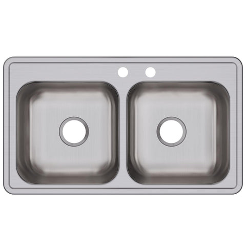 Elkay Dayton 33" Stainless Steel Kitchen Sink, 50/50 Double Bowl, Elite Satin, DSE23319MR2