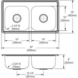 Elkay Dayton 33" Stainless Steel Kitchen Sink, 50/50 Double Bowl, Elite Satin, DSE233195 - The Sink Boutique