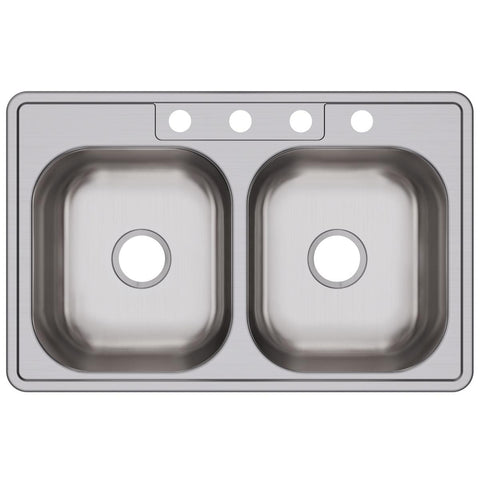 Elkay Dayton 33" Stainless Steel Kitchen Sink, 50/50 Double Bowl, Elite Satin, DSE233214