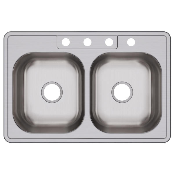 Elkay Dayton 33" Stainless Steel Kitchen Sink, 50/50 Double Bowl, Elite Satin, DSE233224