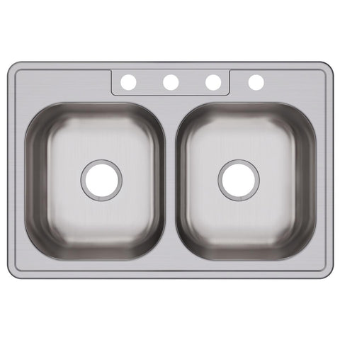Elkay Dayton 33" Stainless Steel Kitchen Sink, 50/50 Double Bowl, Elite Satin, DSE233224