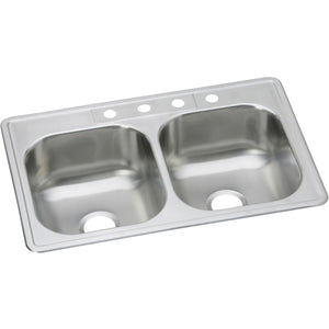 Alternate Image for Elkay Dayton 33" Stainless Steel Kitchen Sink, 50/50 Double Bowl, 20 Gauge, Elite Satin, 3 Faucet Hole, DSE233213