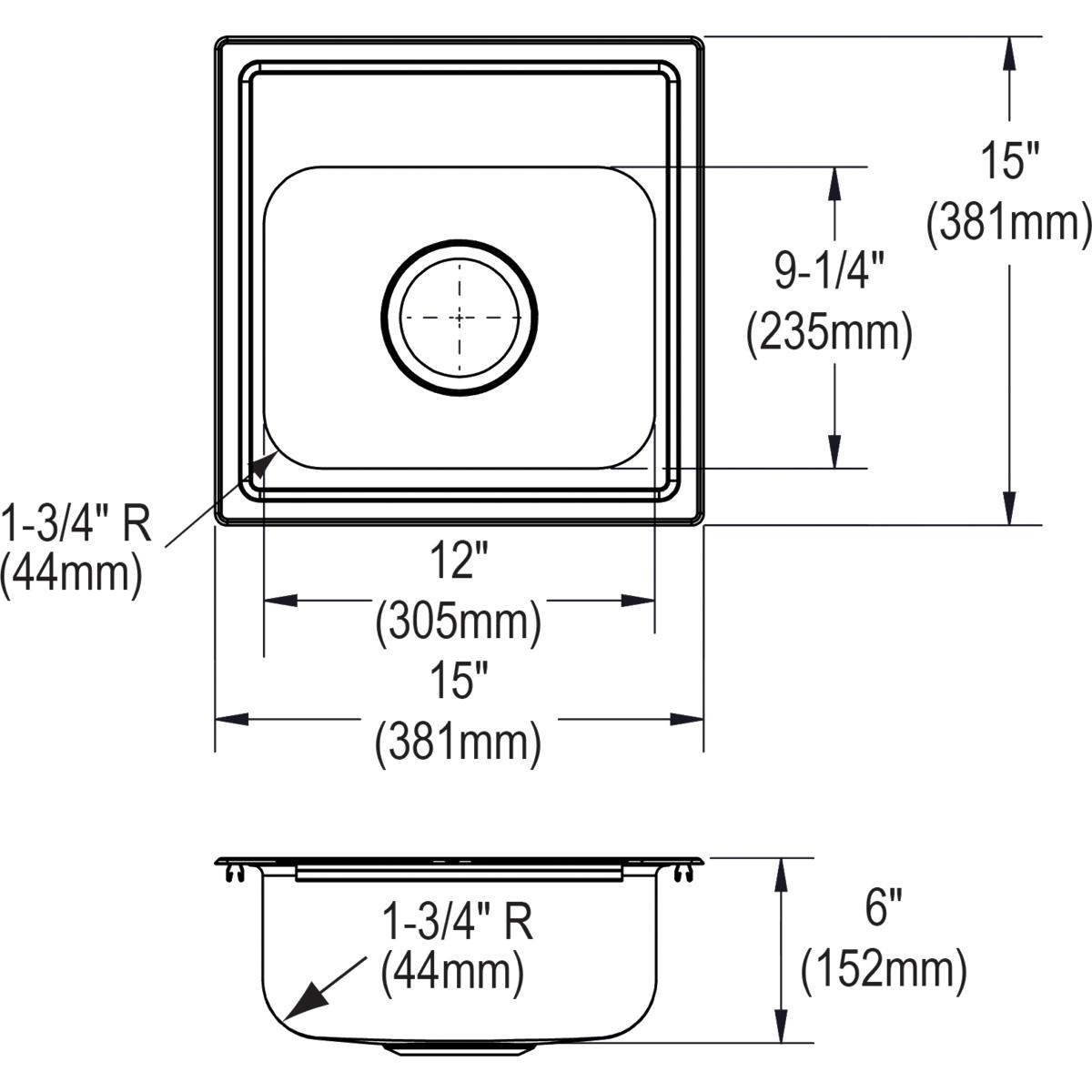 Elkay Dayton 15" Stainless Steel Bar Sink Kit, Elite Satin, DSEP1515C - The Sink Boutique