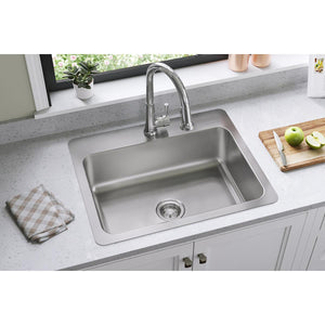 Alternate Image for Elkay Dayton 27" Stainless Steel Kitchen Sink, 18 Gauge, Elite Satin, 1 Faucet Hole, DSESR127221