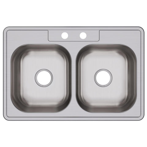 Elkay Dayton 33" Stainless Steel Kitchen Sink, 50/50 Double Bowl, Elite Satin, DSEW10233222