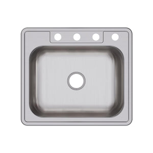 Alternate Image for Elkay Dayton 25" Stainless Steel Kitchen Sink, 18 Gauge, Satin, 4 Faucet Hole, DXR25224