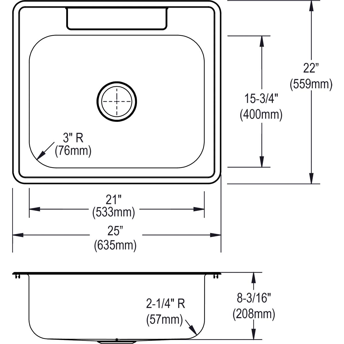 Elkay Dayton 25" Stainless Steel Kitchen Sink, Satin, DXR25222 - The Sink Boutique