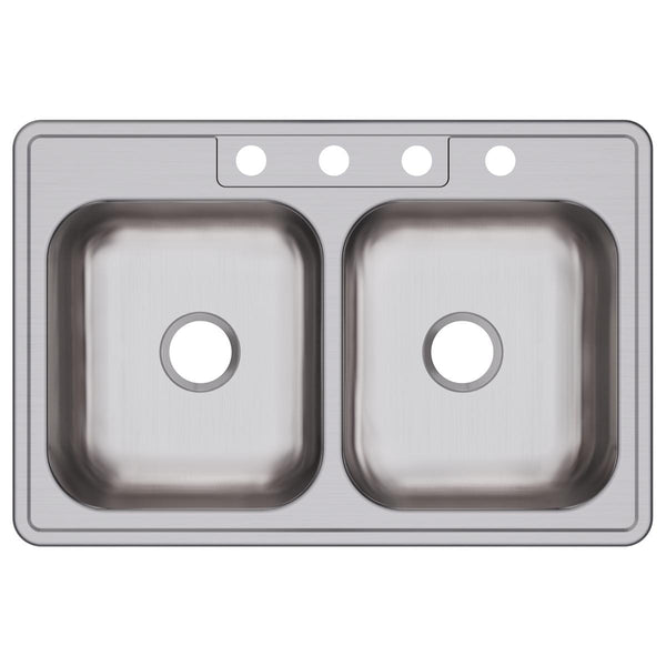 Elkay Dayton 33" Stainless Steel Kitchen Sink, 50/50 Double Bowl, Satin, DXR33224