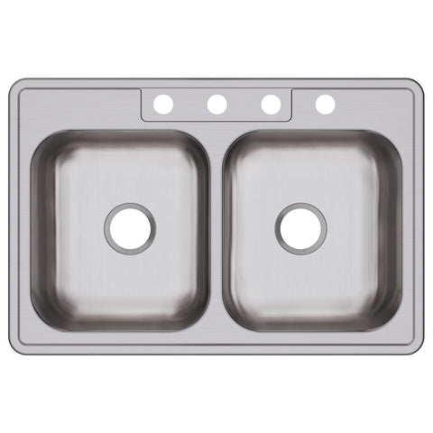 Elkay Dayton 33" Stainless Steel Kitchen Sink, 50/50 Double Bowl, Satin, DXR33224
