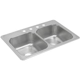 Elkay Dayton 33" Stainless Steel Kitchen Sink, 50/50 Double Bowl, Satin, DXR33223 - The Sink Boutique
