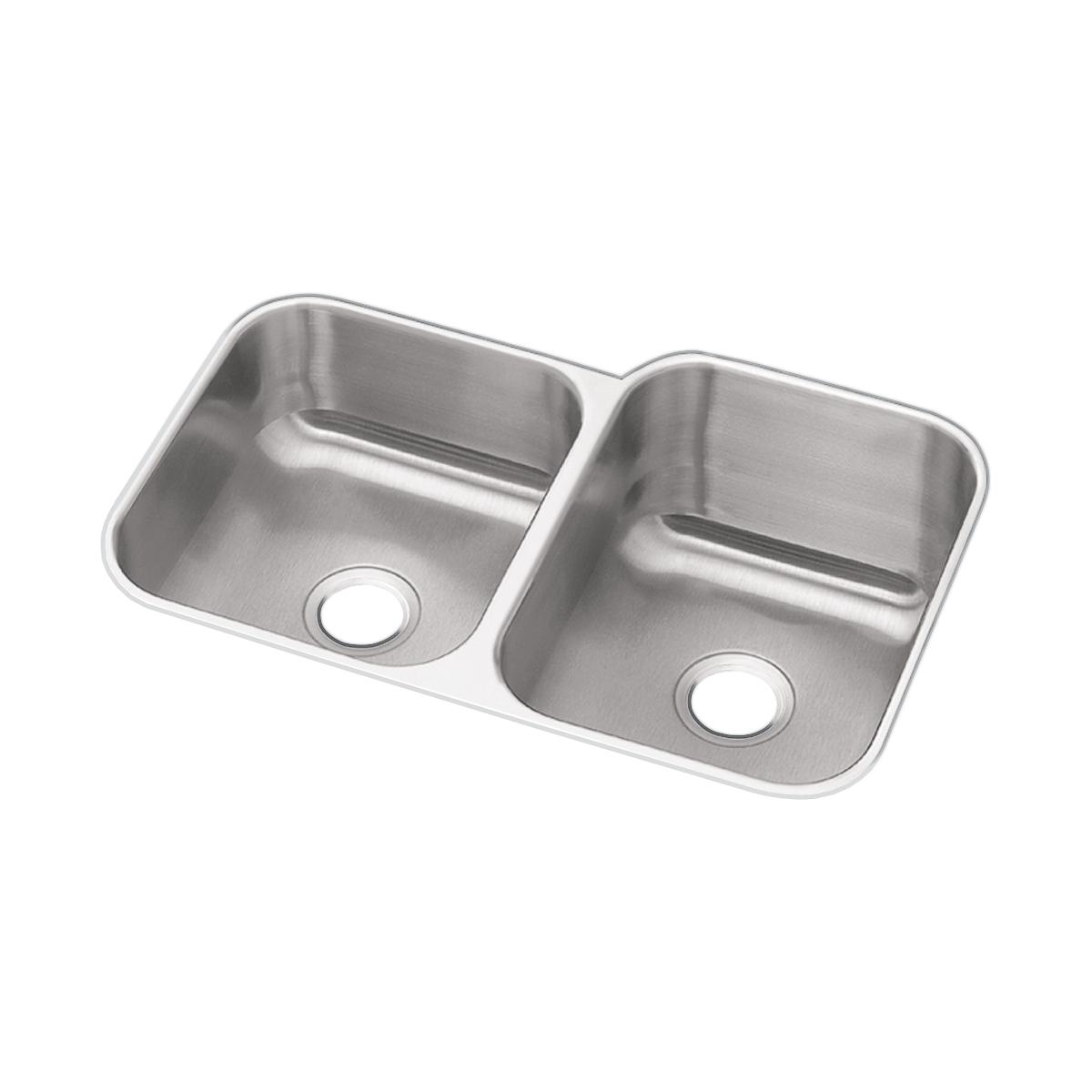 Elkay Dayton 32" Stainless Steel Kitchen Sink, 50/50 Double Bowl, Radiant Satin, DXUH312010L - The Sink Boutique