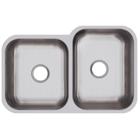 Elkay Dayton 32" Stainless Steel Kitchen Sink, 50/50 Double Bowl, Radiant Satin, DXUH312010L