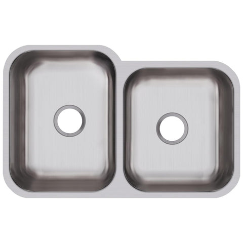 Elkay Dayton 32" Stainless Steel Kitchen Sink, 50/50 Double Bowl, Radiant Satin, DXUH312010R