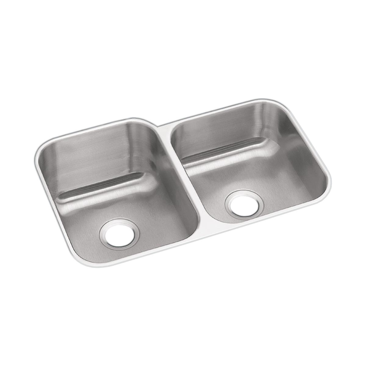 Elkay Dayton 32" Stainless Steel Kitchen Sink, 50/50 Double Bowl, Radiant Satin, DXUH312010R - The Sink Boutique
