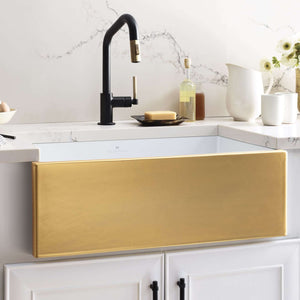 Alternate Image for Native Trails Dreamer 30" Fireclay Farmhouse Sink, Matte Gold, PMK3018-G