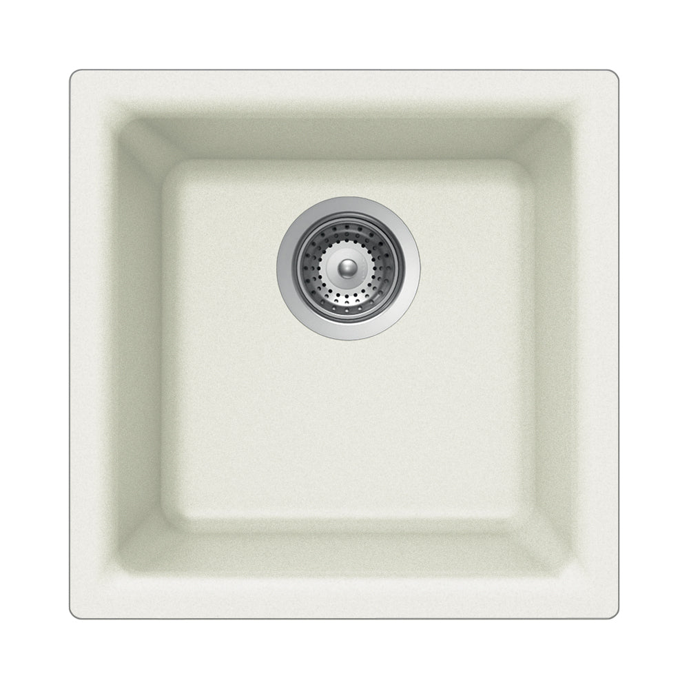 Houzer 16" Composite Granite Dual Mount Bar/Prep Sink, White, E-100 CLOUD