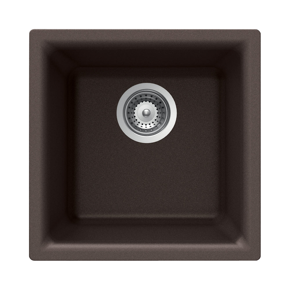 Houzer 16" Composite Granite Dual Mount Bar/Prep Sink, Brown, E-100 MOCHA