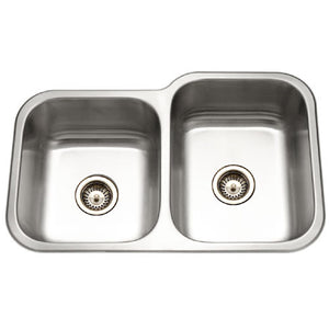 Alternate Image for Houzer 32" Stainless Steel Undermount 60/40 Double Bowl Kitchen Sink, 20 Gauge, EC-3208SL-1