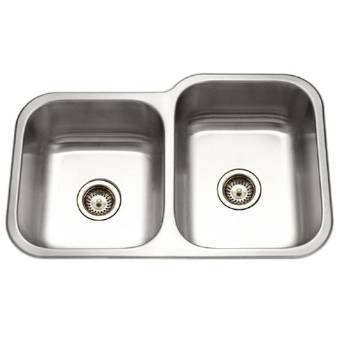 Houzer 32" Stainless Steel Undermount 60/40 Double Bowl Kitchen Sink, 20 Gauge, EC-3208SL-1